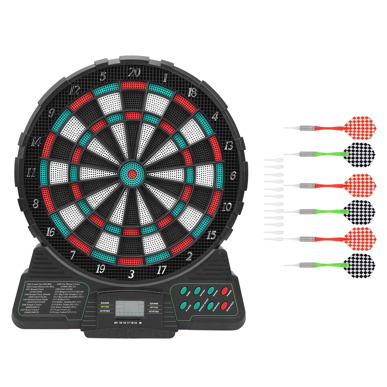 Electronic dart board, automatic scoring, multiple game modes, with an