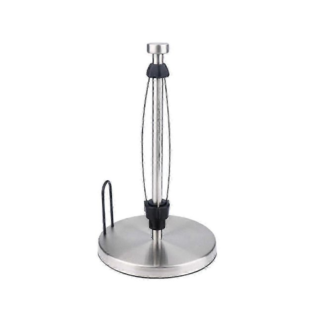 Soporte para toallas de papel de sobremesa con sistema de amortiguación, apto para cocina y baño. Soporte vertical para toallas de papel con base (plateado).