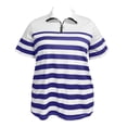 thumbnail image 4 of Kezqiaxn Womens Plus Size Tops Striped Short Sleeve Collared Work Shirts with Zipper Business Dressy Work Blouses, 4 of 5