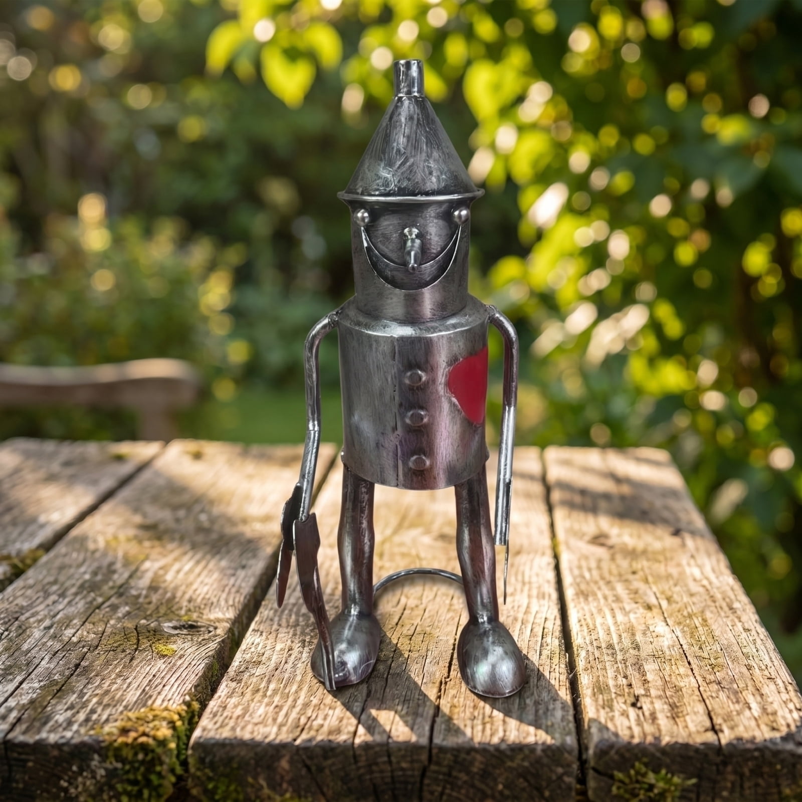 Tin Woodsman Tin Man Metal Garden Statue, Whimsical Metal Yard Art Sculptures Tinman Figure, Weather Resistant Sculptures for Porch Patio Yard