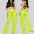 thumbnail image 2 of Glisme Casual Pants For Women Mesh Ruffle Trim Cover Up Pants Beach Cover Up Wrap Bikini Shiny Wraps Cover Ups For Swimwear Pants Green Trousers Flexible Fit, 2 of 6