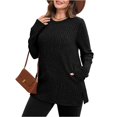 thumbnail image 6 of Women's Fashionable Long-Sleeved Pullover Solid-Color Top, Casual Style Lightweight Comfortable Warm True To Size Fit, Multiple Sizes S To Xxl Suitable For Autumn Winter Spring S Black, 6 of 6