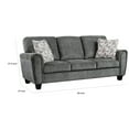 thumbnail image 5 of Benjara Lucy 85 Inch Sofa, Gray Chenille, 2 Pillows, Soft Cushions, Solid Wood, 5 of 6