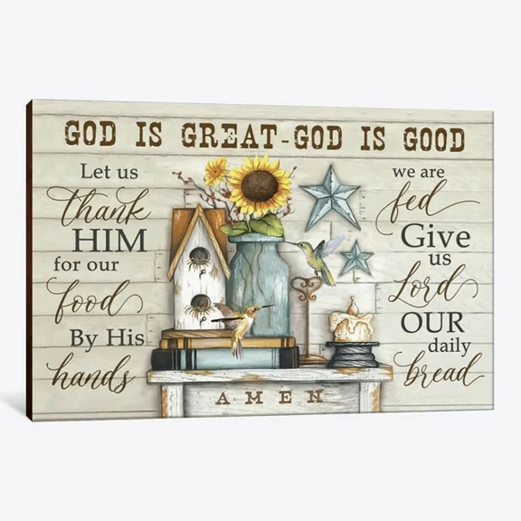 Kna Prints - God Is Great God Is Good Sunflower Large Art Christian Wall Art Home For Home Decor, Living Room, Bedroom, Office, UNFRAMED-8x12
