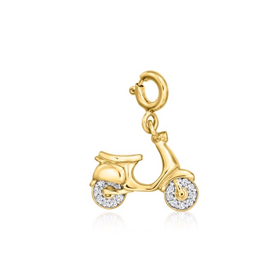 Ross-Simons 0.10 ct. t.w. Diamond Scooter Charm in 18kt Gold Over Sterling, Women's, Adult