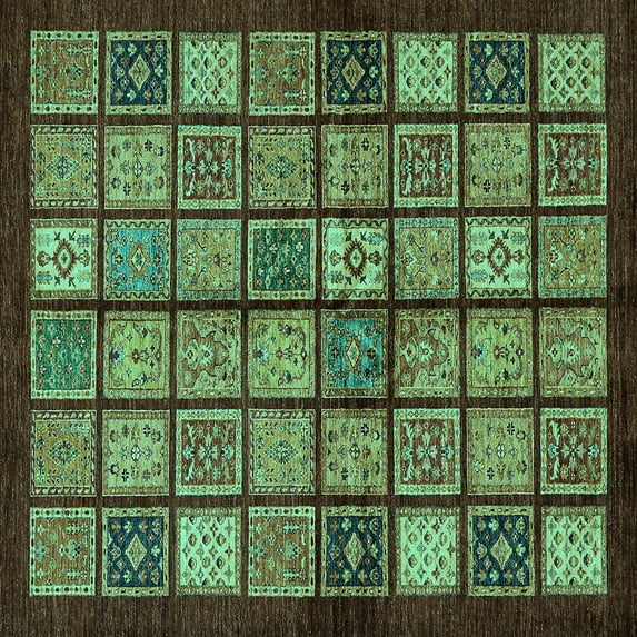 Ahgly Company Indoor Square Abstract Turquoise Blue Modern Area Rugs, 3' Square