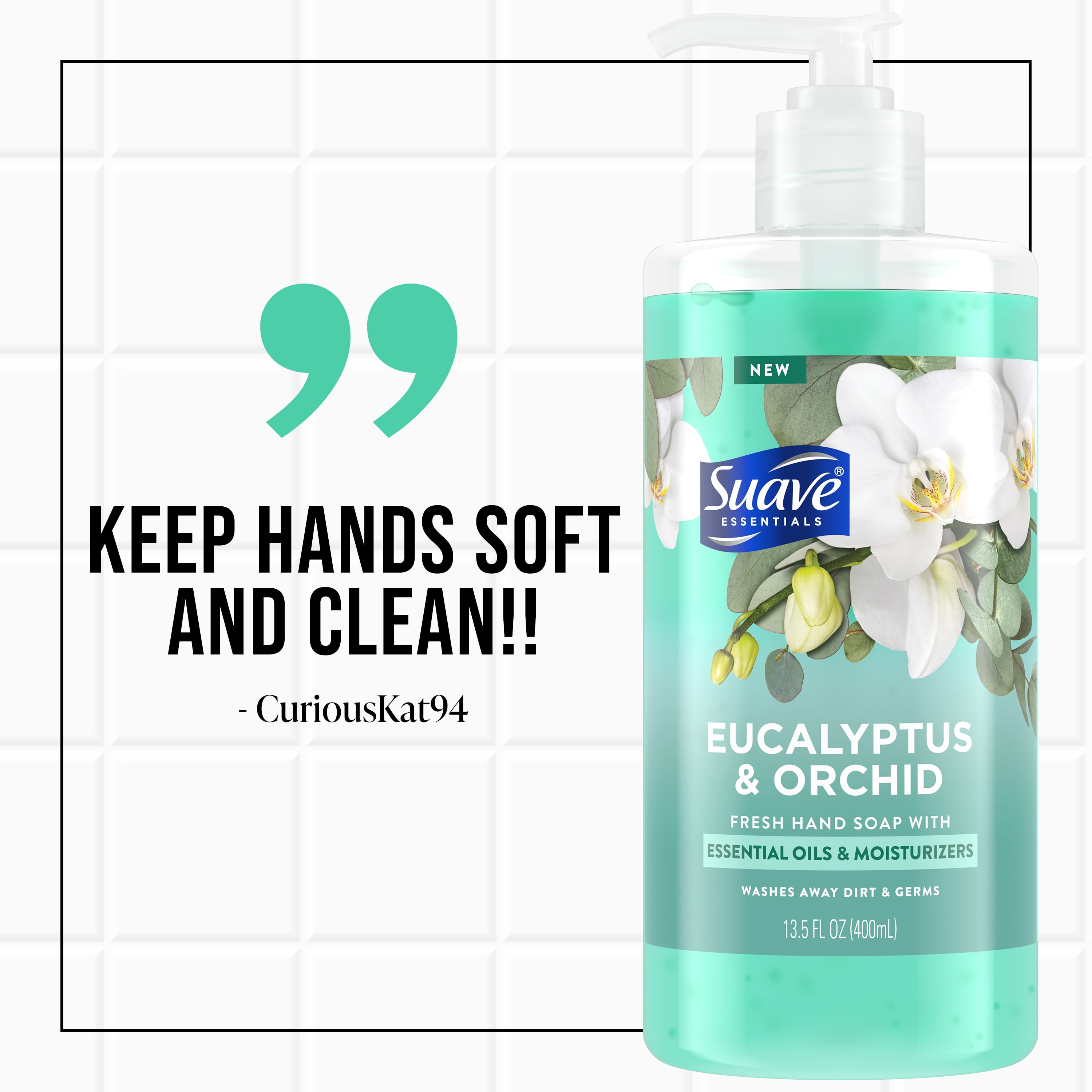 (4 pack) Suave Essentials Liquid Hand Soap, Refreshing Eucalyptus & Orchid, 13.5 fl oz