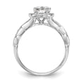 thumbnail image 2 of Solid 14K White Gold Diamond Side-Stones with CZ Cubic Zirconia Center Stone Halo Engagement Ring Size 5.5, 2 of 8