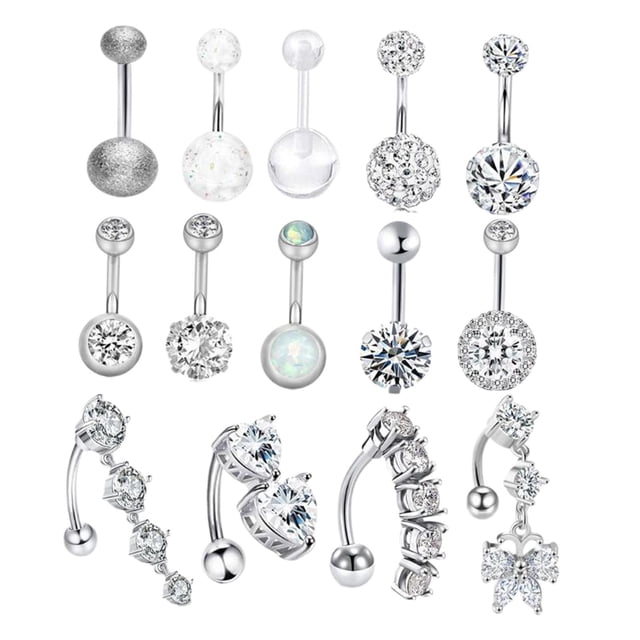 Xuanheng 14x Belly Button Rings Decor Belly Button Piercing Jewelry Fashion Navel Barbell