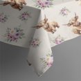 thumbnail image 4 of Beige Highland Cow Flower Pattern Rectangle Tablecloth 60"x102",Waterproof Polyester Rectangle Table Cloth, Wipeable Spillproof Polyester Tablecloth for Dining, Camping, Indoor and Outdoor, 4 of 6