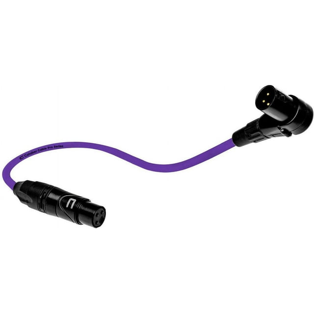 Balanced XLR Cable Right Angle Male to Straight Female - 6 Feet Purple - Pro 3-Pin Microphone Connector for Powered Speakers, Audio Interface or Mixer for Live Performance & Recording