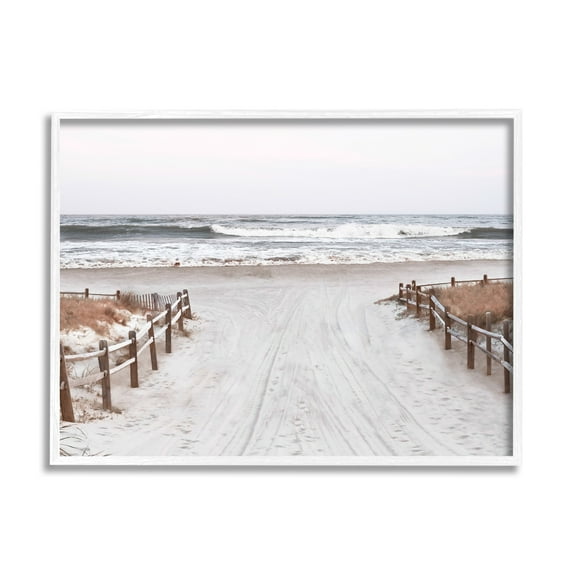 Stupell Industries Beach Waves Splashing Shoreline Foggy Horizon Sand, 30 x 24, Design by Natalie Carpentieri