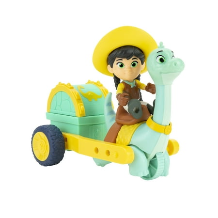 Dino Ranch Min and Clover’s Care Cart Vehicle - Features 5” Dino Clover Care Cart and 3” Dino Rancher Min - Three Styles to Collect - Toys for Kids Featuring Your Favorite Pre-Westoric Ranchers