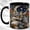 Black, variant on Gray Fox Coffee Mug, Moon Forest Mug, Ceramic 11 oz
