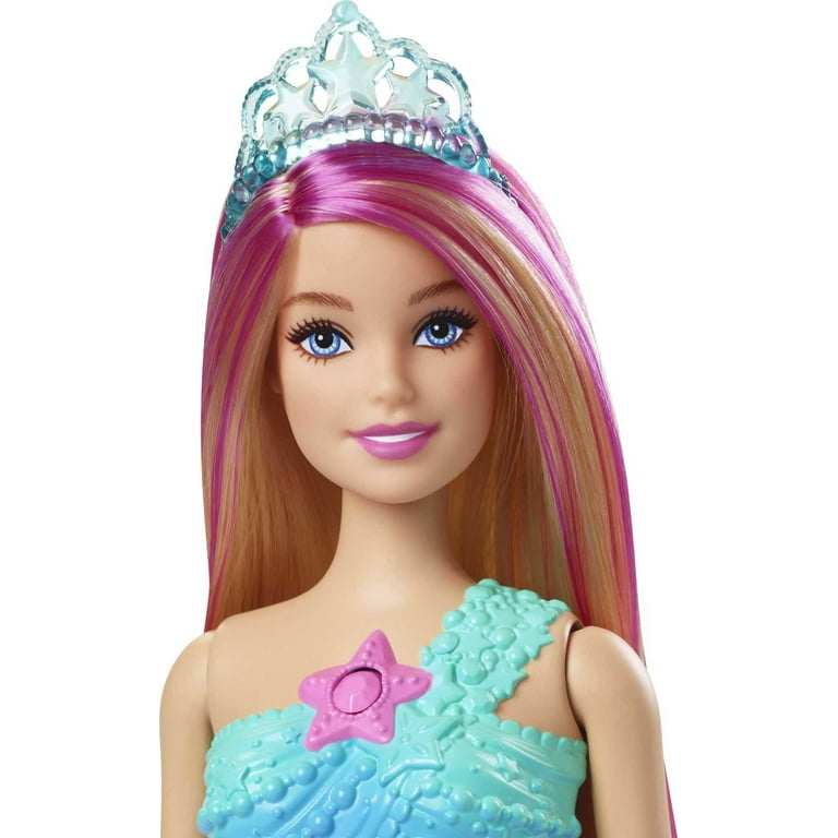 Barbie Dreamtopia Mermaid Doll with Twinkle Light-Up Tail and Pink-Streaked  Hair 