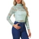 thumbnail image 4 of INSPIRAR CHIC Blusa de Encaje Floral Transparente de Manga Larga con Cuello Alto S Verde Claro, 4 of 6