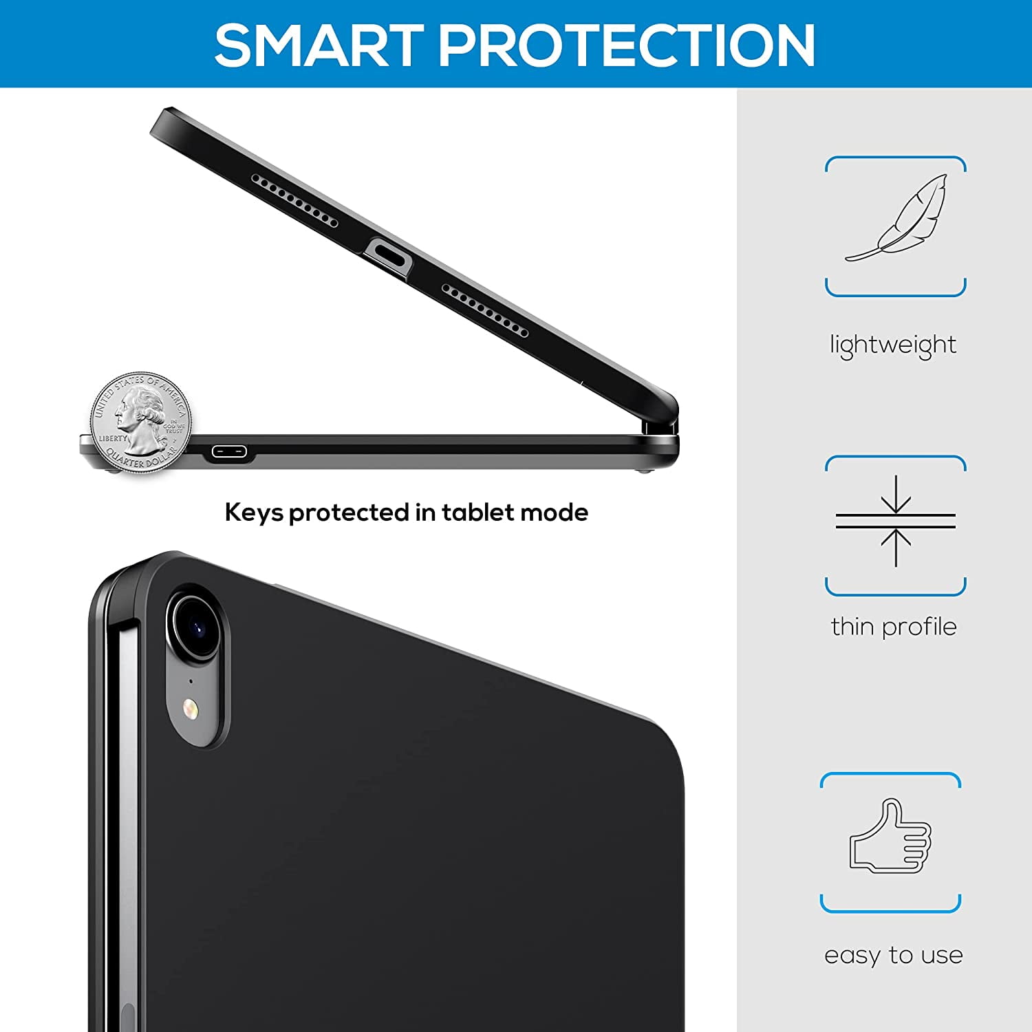 typecase Touch Keyboard Case for iPad Mini 8.3-inch 7th Gen(A17 Pro, 2024) & iPad Mini 6th Gen 2021, 11 Colors Backlit, 360 Rotating Protective Cover, Slim Wireless with Pencil Holder (Black)