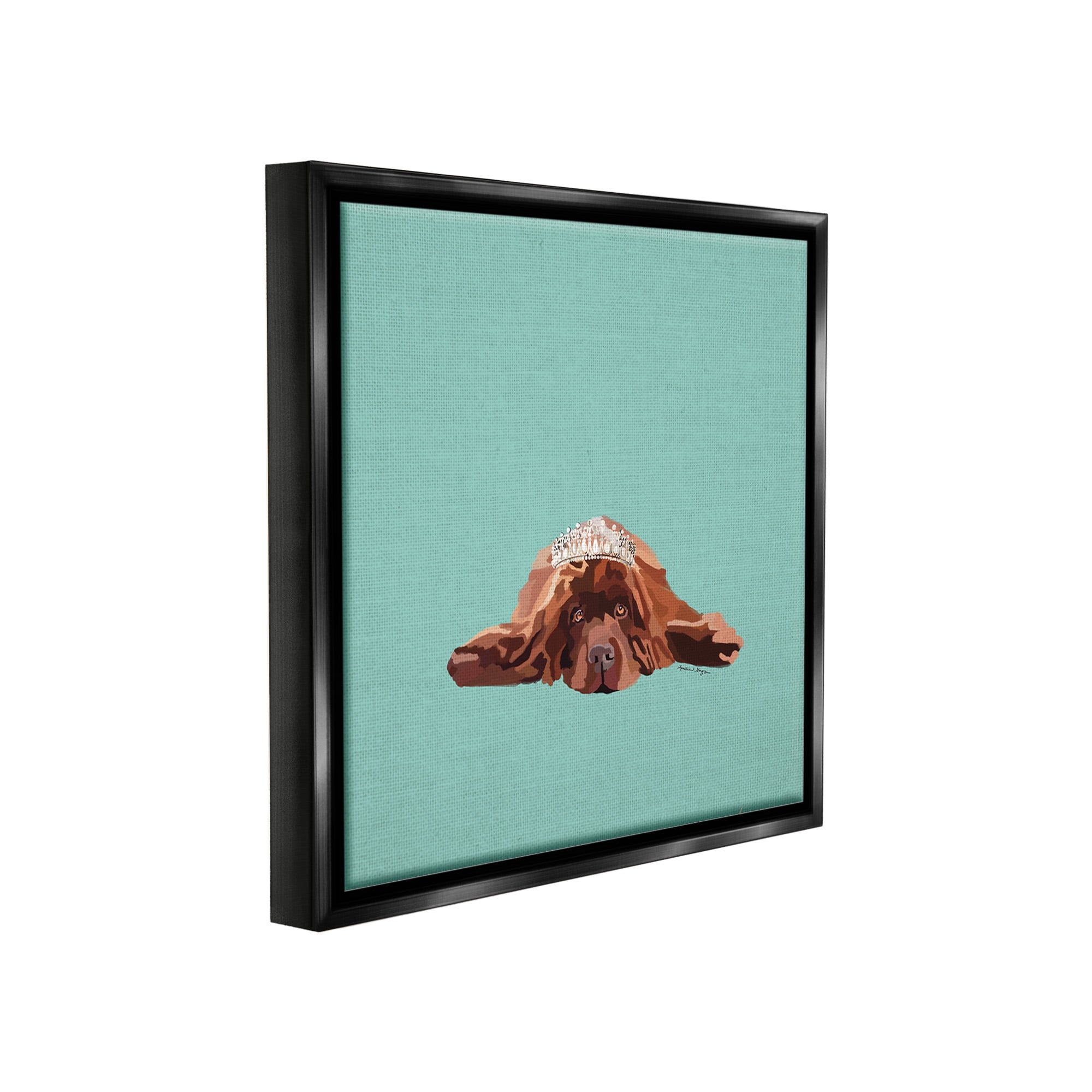 Stupell Industries Abstract Dog with Crown Animals & Insects Painting Black Floater Framed Canvas Art Print Wall Art, 18 x 18