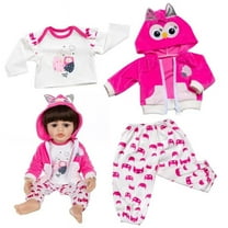 Babysbule Reborn Soft Doll Clothes 20-23 Inch Rose Owl Set – Plush Hooded Outfit for Girls & Boys Dolls – Eco-Friendly Accessories for Kids Age 3 , Birthday & Holiday Gift Collectibles