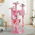 thumbnail image 4 of MoNiBloom 54.5" Cat Tree & Condo Scratching Post Tower, Anti-Tipping Rope, Soft Pink, 4 of 11