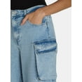 thumbnail image 4 of Madden NYC Women’s Wide Leg Cargo Jeans with Rhinestone Accents, 32” Inseam, Sizes XXS-XXL, 4 of 5