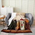 thumbnail image 1 of Erosebridal Rustic Kitchen Flannel Blanket 50x60, Country Farmhouse Sherpa Throw, Flannel, 1 of 5