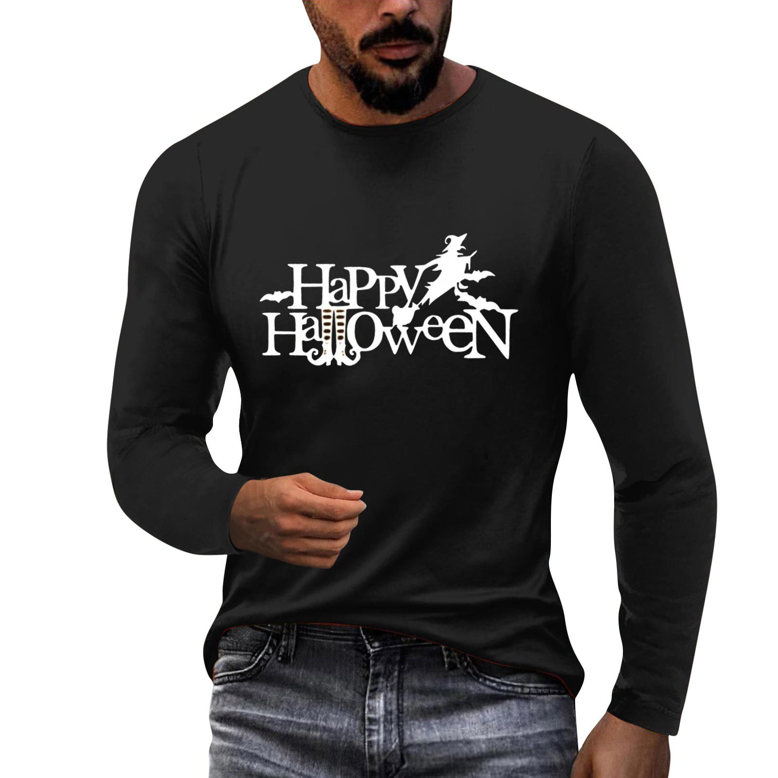 HSMQHJWE Black Undershirt Mens Medium T Shirts Mens Winter Fashion Casual  Letter Pattern Round Neck T Shirt Long Sleeve Top Shirt