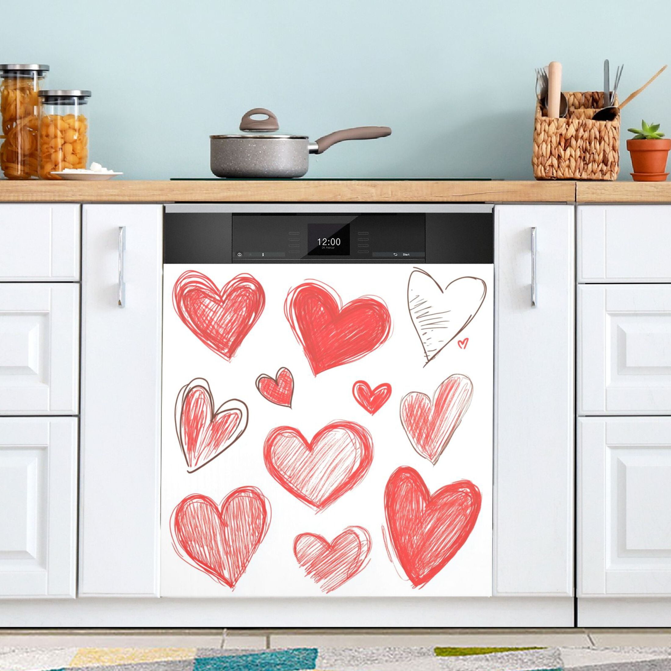 Dishwasher Magnetic Sticker 23x26 Inch Refrigerator Magnetic Sticker Washing Machine Magnetic Sticker Kitchen Panel Magnetic Sticker Home Decor Beautiful Red Love