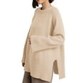 thumbnail image 4 of CENGNIAN No Boundarie Women's Oversized Long Sleeve Sweaters,Crewneck Knitted Pullover Sweater For Ladies,Womens Loose Trendy Outfits Pullover Top,*Beige,Size Free Size, 4 of 9