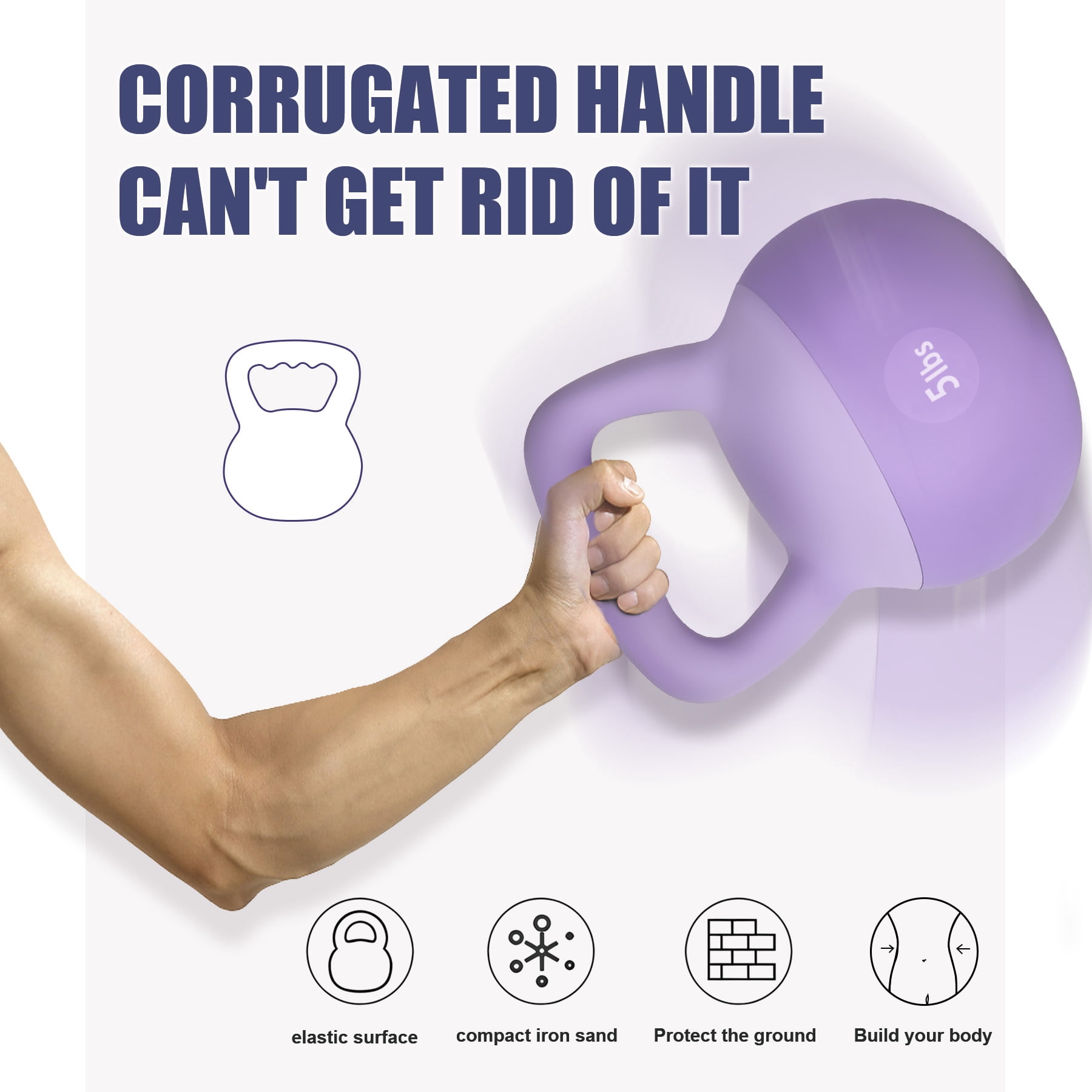 Soges Soft Kettlebells,Iron Sand Filled Weights Strength Training Kettlebells,Shock-Proof Weights and Wide-Grip Handle,Fitness Soft Kettlebells for Women Men,Home Gym Kettlebells,Purple,5LBS