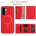 thumbnail image 4 of Decase Removable 2-in-1 Magnetic Wallet Case Compatible with Samsung Galaxy A36 5G,PU Leather Flip Cover with RFID Blocking,6 Card & Cash Slots,Shockproof Anti-Scratch PC+TPU Back Cover,Red, 4 of 12