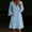 Light Blue, variant on QUNYINEY Cotton Linen Women Dresses Summer Midi 3/4 Sleeve A Line Dress with Pockets Casual Solid Loose Fit V Neck Dresses