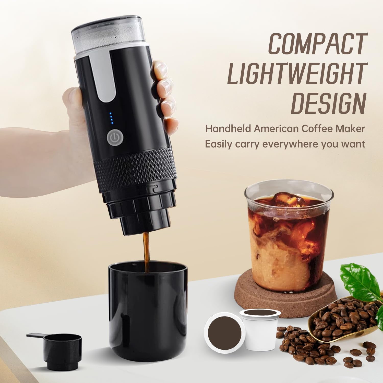 Portable Espresso Maker, Type-C Rechargeable Electric Travel Coffee Machine Non-Heating Version for Office Travel Camping Outdoors