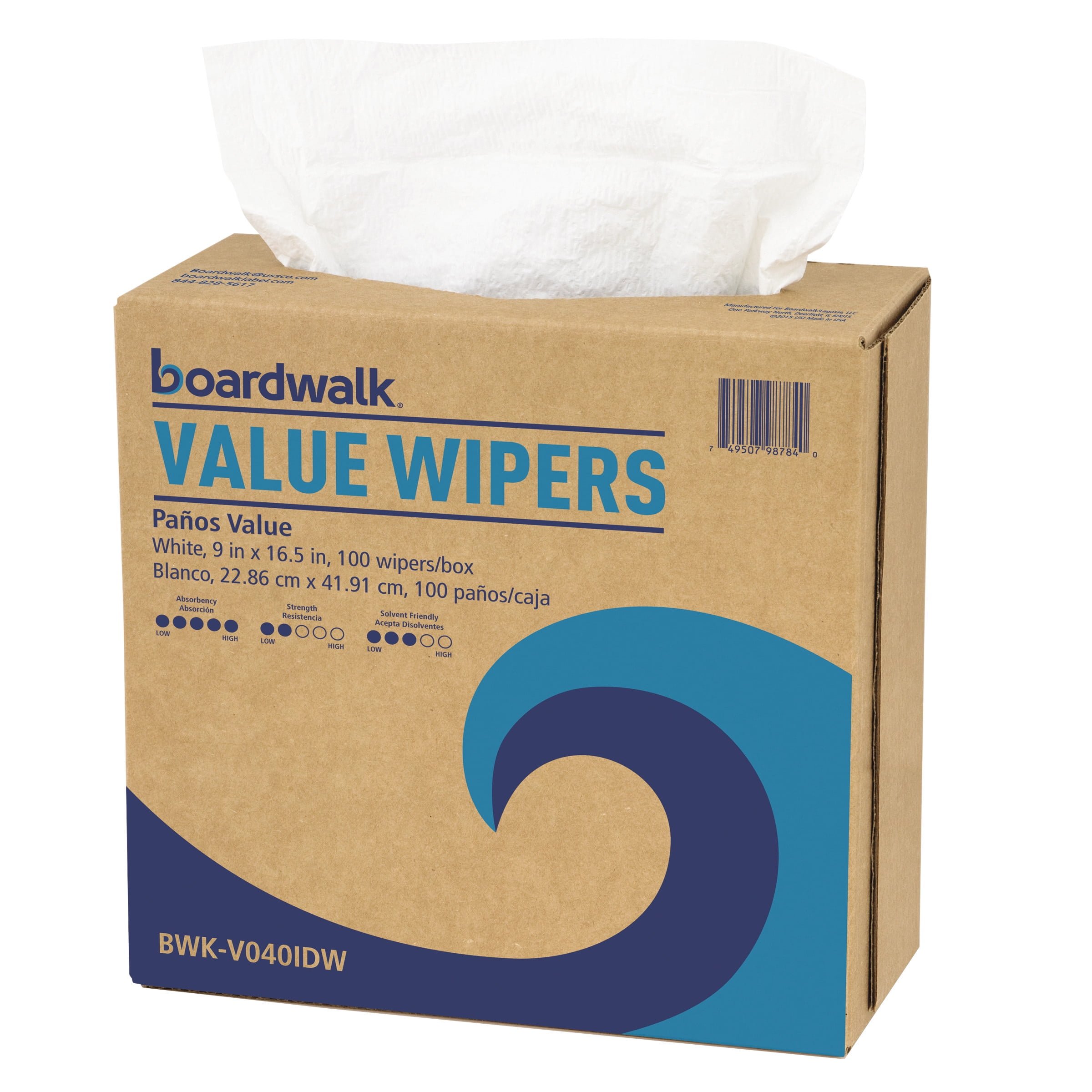 Boardwalk Value Wipers, White, 900 count BWKV040IDW