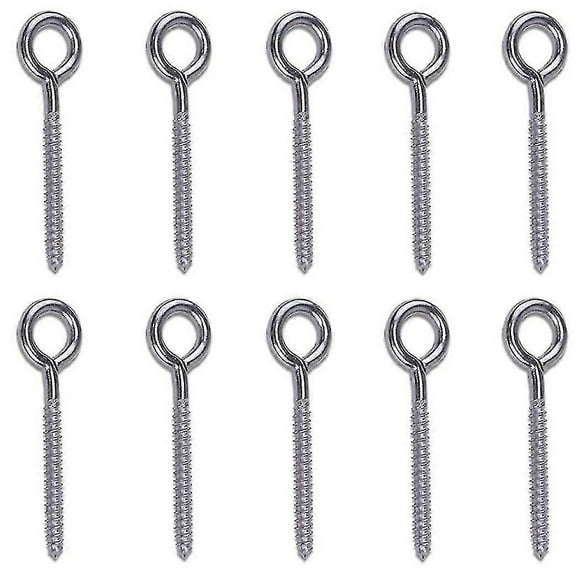 10 Pack Stainless Steel Eye Shape Screws Metal Hook Wood Terminal Ring Eyelet Hooks Self Tapping Sc