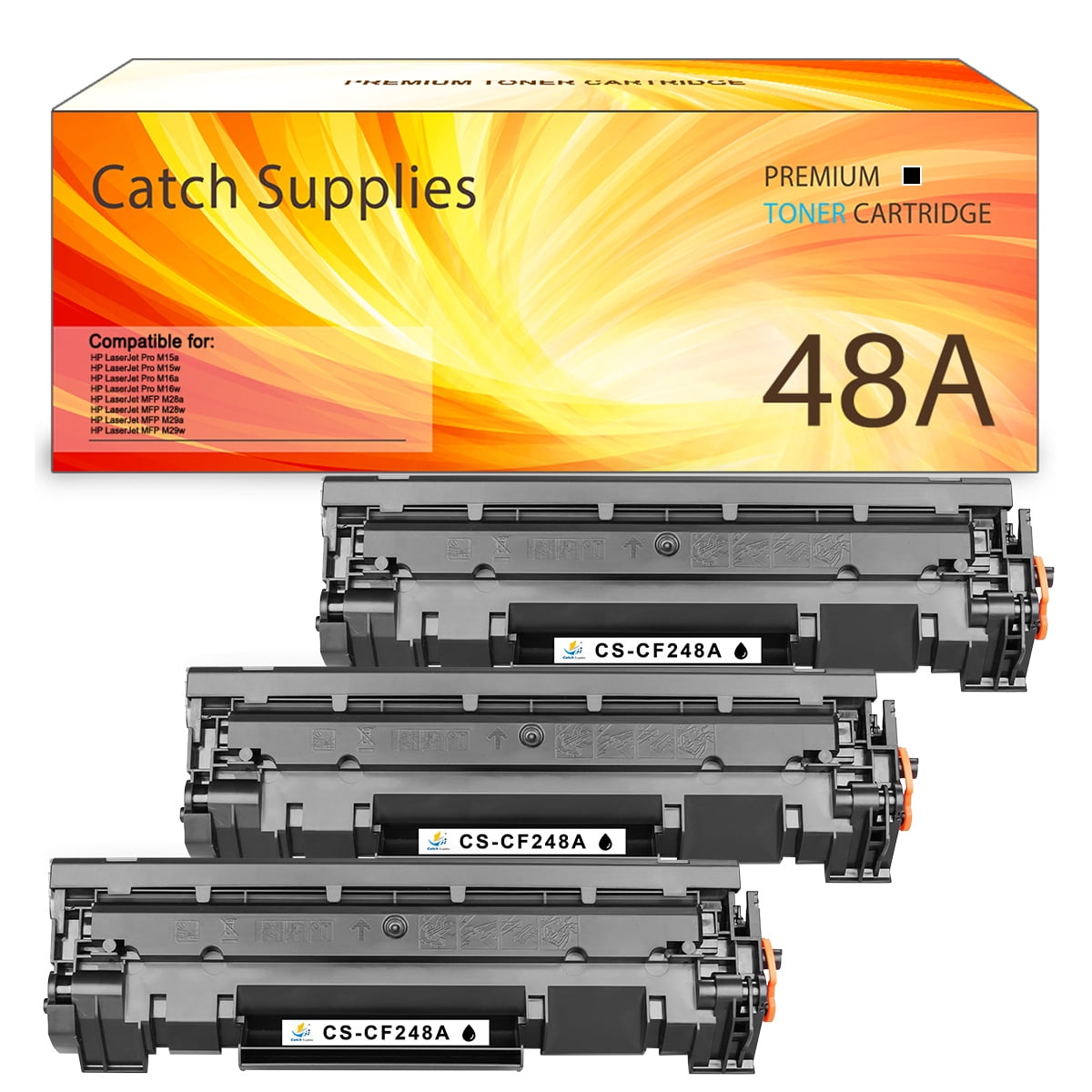 Catch Supplies 3-Pack Compatible Toner for HP 48A CF248A LaserJet Pro M15W M16A LaserJet MFP M28W Printer Ink (Black) - Walmart.com