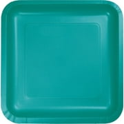 Tropical Teal 7 inch Square Paper Cake/Dessert Plates (18 ct)