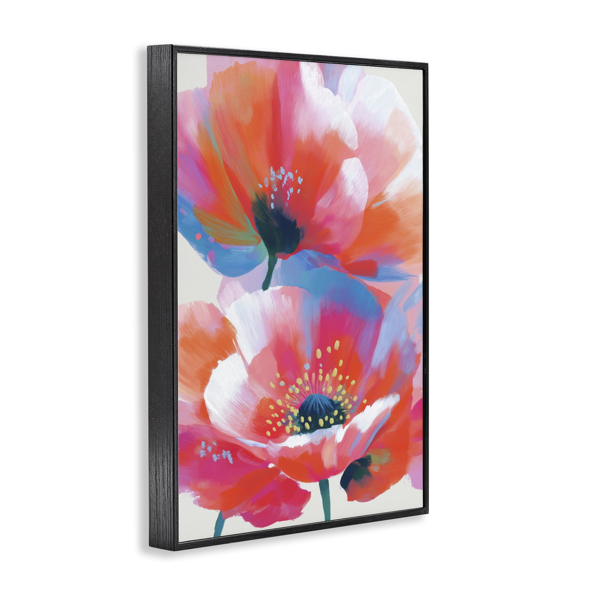 Stupell Industries Poppies in Soft Light Black Framed Giclee Art, design by Chromatic Storm Studio