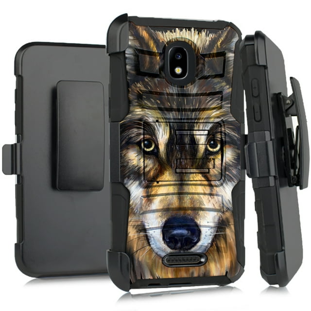 DALUX Hybrid Kickstand Holster Phone Case Compatible with Cricket Vision 2 U304AC - Wolf Face