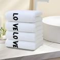 thumbnail image 5 of Lksixu Cotton Hand Towels Set of 4, 14"x30" Embroidered LOVE Pattern Highly Absorbent Bath Towel, 450 GSM Ultra Soft Thicken Quick Drying Plush Face Towels Valentine's Day Gifts for Bathroom, 5 of 7