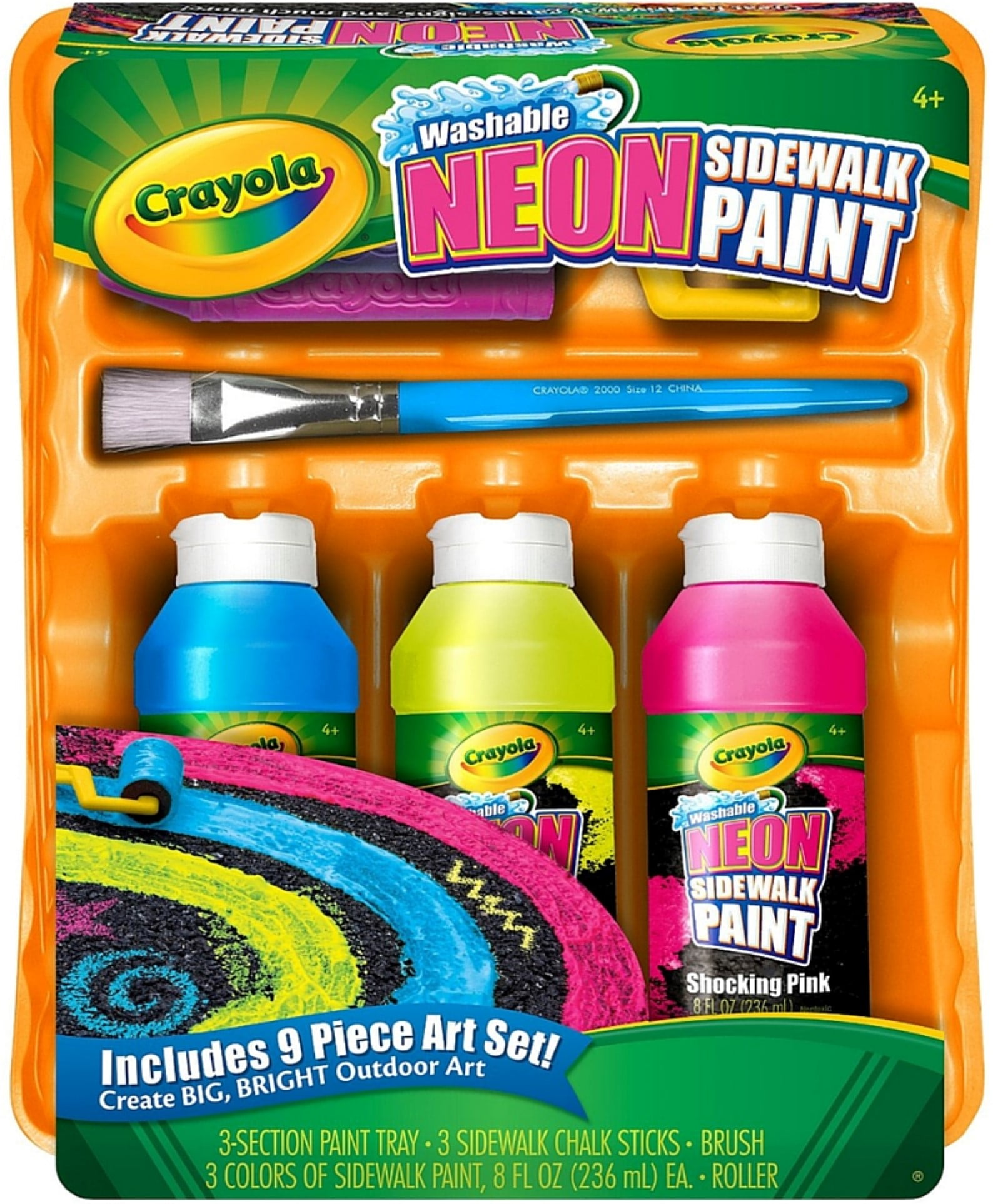 Crayola Neon Sidewalk Paint Tray Set, 3 Colors