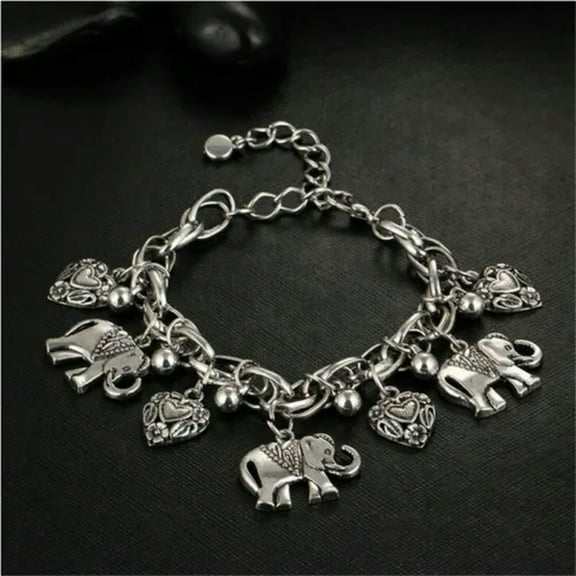HOOUN Elegant 925 Sterling Silver Unique New Women Fashion Charms Elephant 9" Bracelet