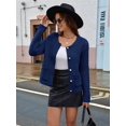 thumbnail image 5 of Womens Knit Cardigan Sweaters Fall Fashion Long Sleeve Open Front Down Casual Jacket Winter Clothes Navy Blue XL, 5 of 7