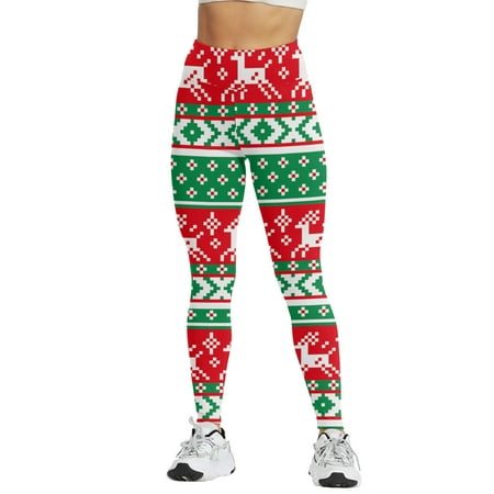 Luiyenes Christmas Print Series High Waist Women s Tights Compression Pants For Yoga Running Gym And Daily Fitness High Waist Leggings