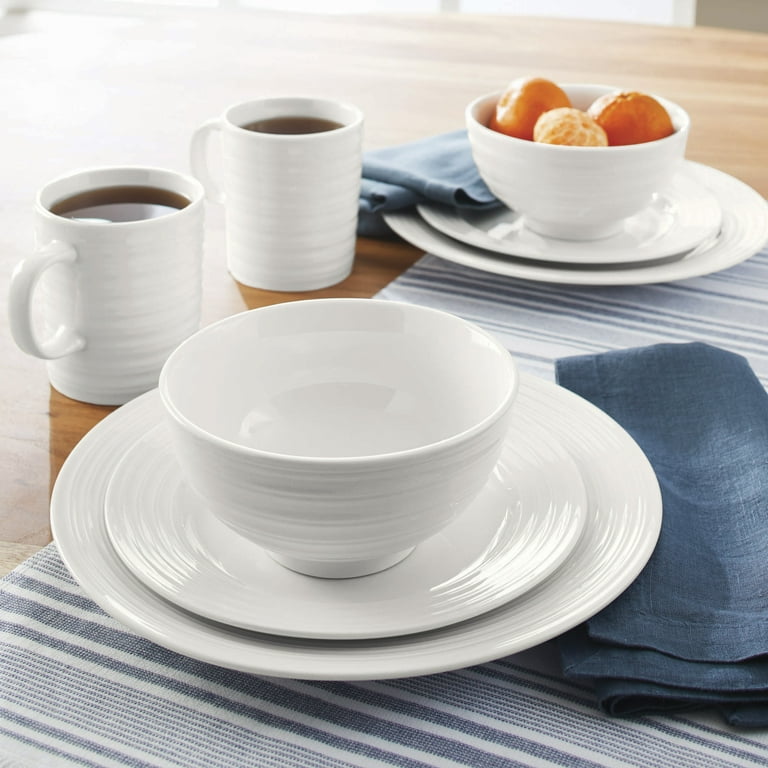 Better Homes Gardens 16 Piece Porcelain Textured Edge Dinnerware Set White