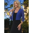 thumbnail image 7 of DARING DIVA Women's Lace Panel Crop Bolero Shrug Dress for Work Office M Royal Blue, 7 of 7
