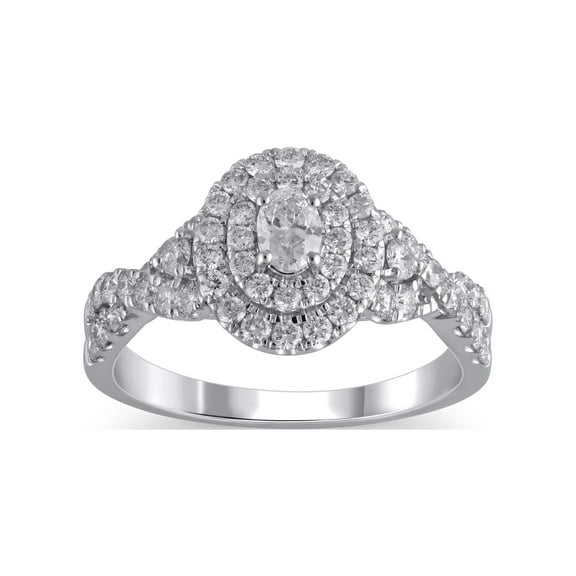 1 Carat T.W. (I2 clarity, H-I color) Brilliance Fine Jewelry Oval cut Diamond Engagement Ring in 10kt White Gold, Size 7