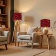 thumbnail image 4 of 2pcs Set Drum Lampshades (13"x 13"x 10"), Red Roses Black Vintage Tattoo Style Fabric Large Replacement Shades for Table, Floor, and Pendant Lamps, Simple Assembly Needed., 4 of 8