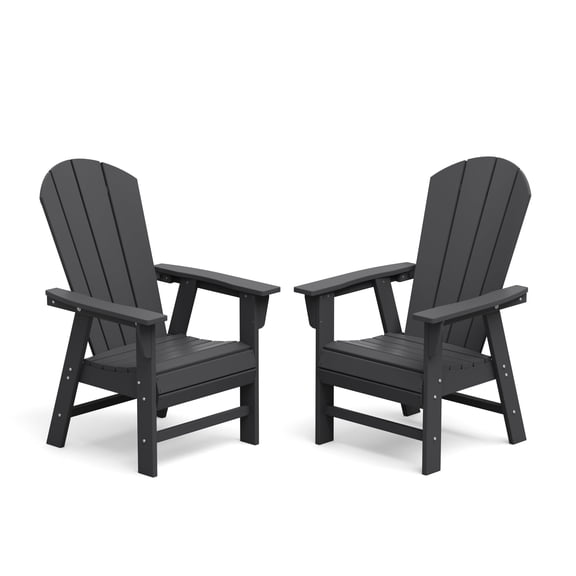 WestinTrends Malibu Adirondack Patio Dining Chairs, All-Weather Poly Lumber, Ergonomic Seat, 330-lb Capacity (Set of Two) , Gray