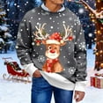 thumbnail image 2 of Men's Christmas Reindeer Snowman Penguin Santa and Snowflakes Sweater,Grey,M, 2 of 7